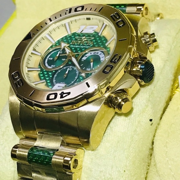 Invicta Men 53mm Speedway Chronograph Green Dial, Gold, Green Tone  Watch - Picture 4 of 12
